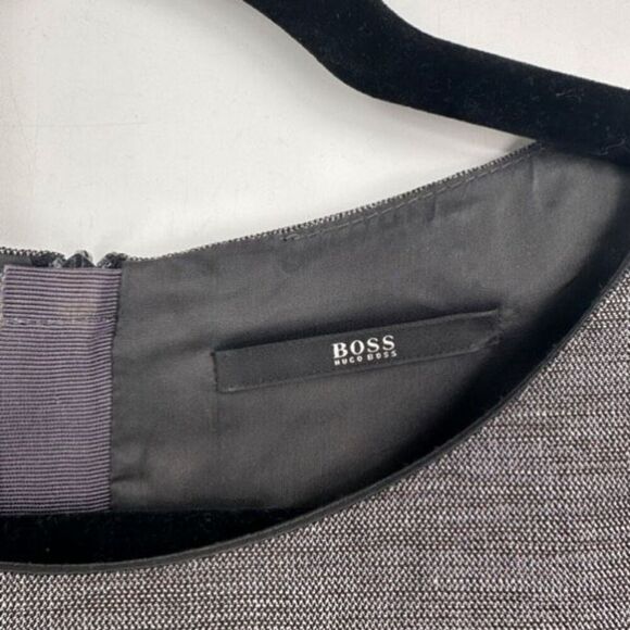 Hugo Boss Womens Linen Blend Cap Sleeve Pleated Sheath Dress Heather Gray Size 6 - Picture 3 of 11